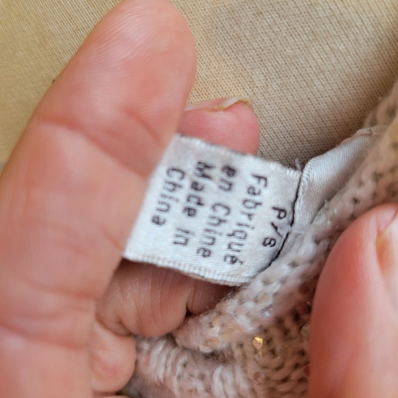 Silver speckled cable-knit v-neck sweater, Dynamite sz small - Picture 3 of 8